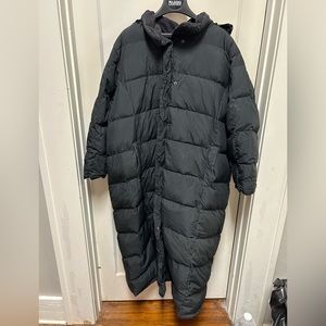 Black full-length goose down coat from Eddie Bauer size 4X.